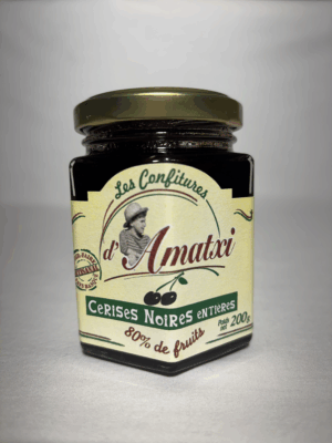 Petit pot de confiture cerises noires 200g